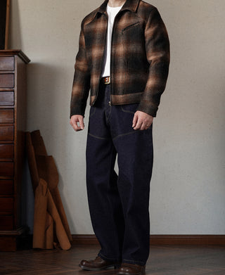 1930s Wool Shadow Plaid Tweed Cossack Jacket