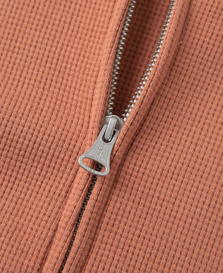 Waffle Cotton Full-Zip Track Jacket - Orange