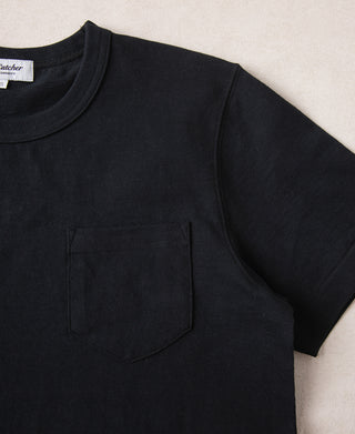 7.4 oz Slub Cotton Loopwheel Tubular Pocket T-Shirt - Black