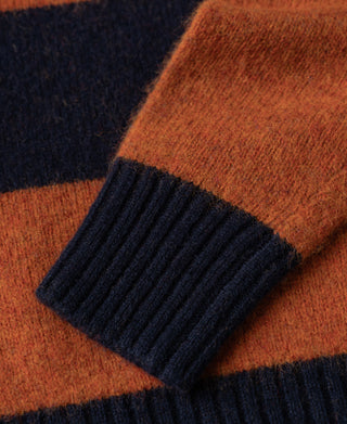 Brushed Wool Striped Sweater - Dark Blue/Orange