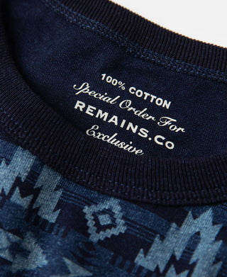 label detail of Dark Indigo Navajo-Inspired Pocket T-Shirt