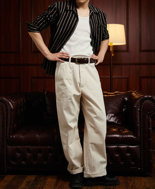 Open Collar Old Time Stripe Color Woven Shirt