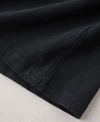 hem detail of Vintage Slub Cotton Cap Sleeve T-Shirt - Black