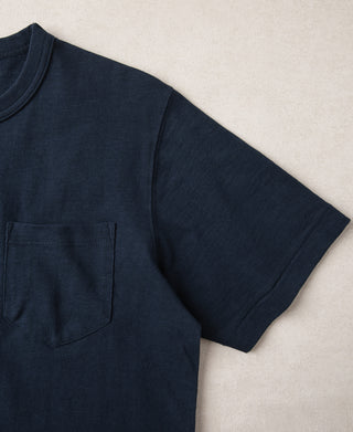 7.4 oz Slub Cotton Loopwheel Tubular Pocket T-Shirt - Navy