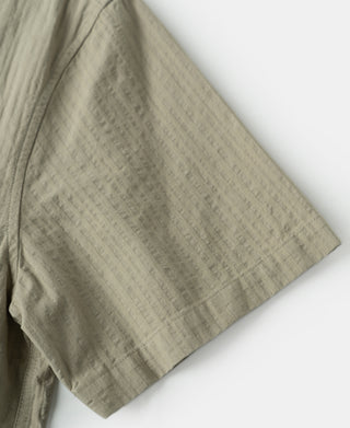 sleeve detail of Italian Collar Salt-Shrunk Shirt - Khaki Green