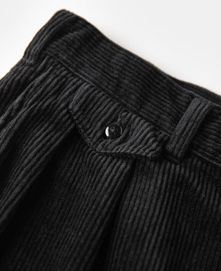 1960s Double Pleated Corduroy Trousers - Black