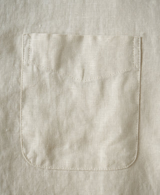 1950s Italian Collar Long-Sleeve Linen Shirt - Apricot