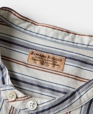 Colour Stripe Band Collar Shirt - White