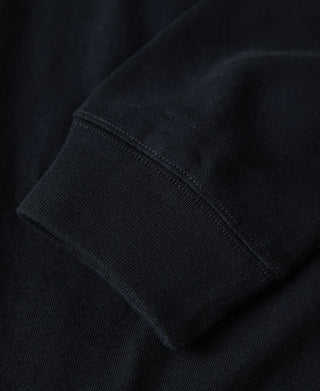 1930s 10.5 oz Cotton Loopwheel Tubular Henley Shirt - Black