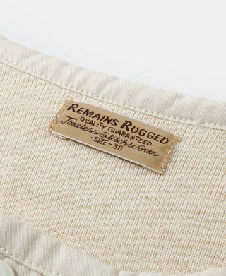 Waffle Knit Jacquard Henley Shirt - Apricot