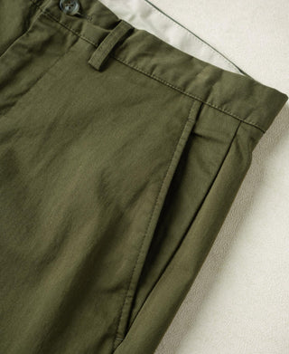 Cotton-Blend Slim Tapered Trousers - Olive