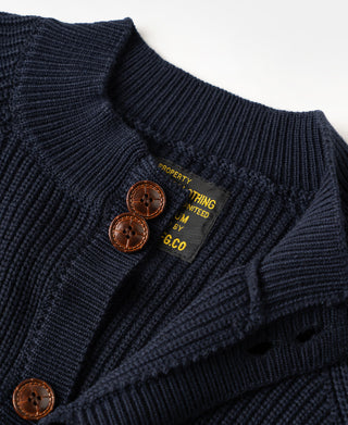 Heavyweight Wool-Blend Cardigan Sweater - Dark Blue