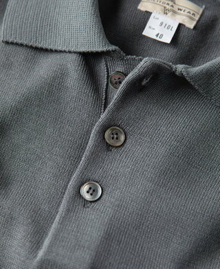 Lot 910L Long Sleeve Knitted Polo Shirt - Gray