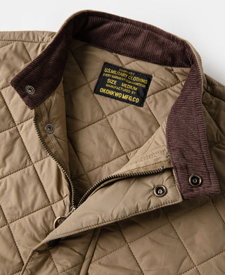 Corduroy Trimmed Diamond Quilted Field Vest – Khaki
