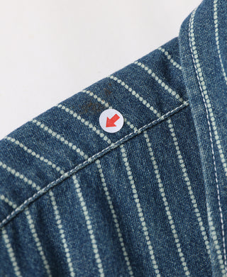 Slim Fit Wabash Striped Indigo Western Shirt - Size M