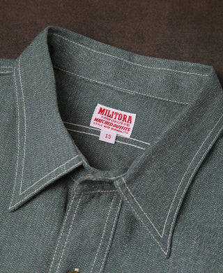 Lot 208 1930s Point Collar Work Shirt - Sage