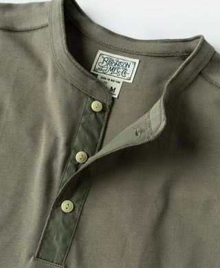 Vintage Long Sleeve Henley Shirt - Light Olive