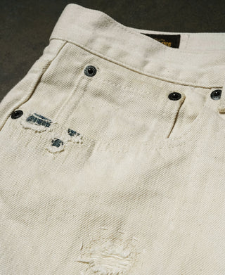 15.5 oz Ecru Selvedge Denim Repair Jeans