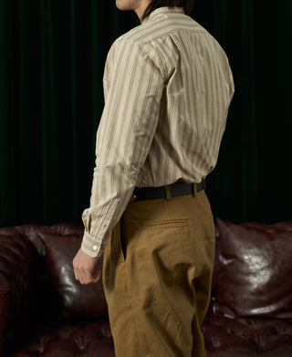 Colour Stripe Band Collar Shirt - Apricot