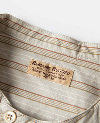 Colour Stripe Band Collar Shirt - Apricot