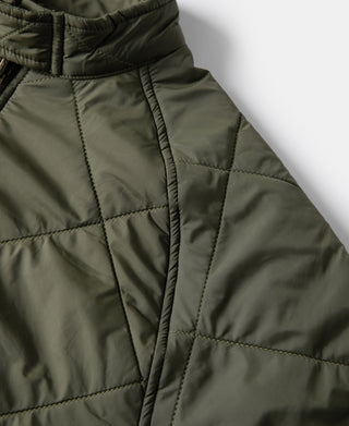 Reversible Diamond Quilted Stand-Collar Jacket - Olive