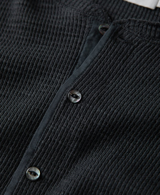 Honeycomb Waffle Knit Henley T-Shirt - Vintage Black