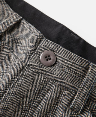 Wool Blend Herringbone Work Trousers - Light Brown