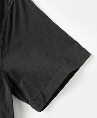 sleeve detail of Italian Collar Salt-Shrunk Shirt - Black