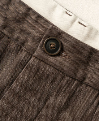 Pantalon à pinces style années 1930 en chevron - Marron