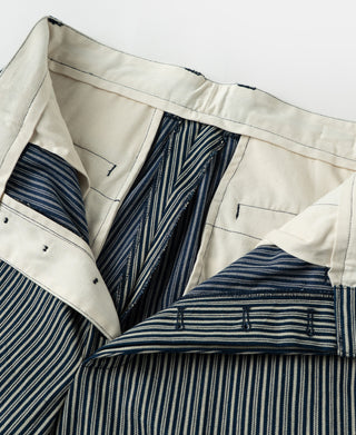 Interior lining with striped pocket panels inside work trousers