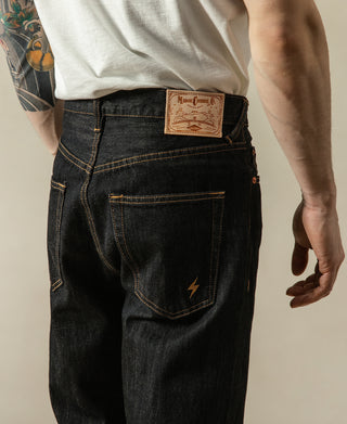14 oz Selvedge Basic Straight-Fit Jeans - Black