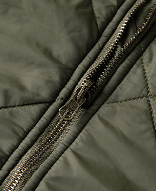 Reversible Diamond Quilted Stand-Collar Jacket - Olive