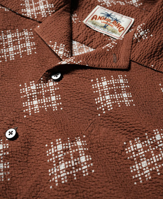 Printed Seersucker Cuban Collar Aloha Shirt