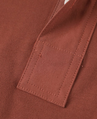 stitching detail of Red Short Sleeve Henley T-Shirt