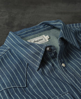 Slim Fit Wabash Striped Indigo Western Shirt