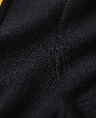 1960s Retro Striped Knit Polo - Black