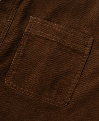 Brown corduroy shirt with stitched chest pocket detail