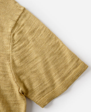 Lightweight Slub Cotton Knit Polo - Mustard