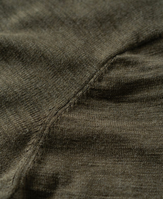 Slub Cotton Long Sleeve Knit Polo - Olive