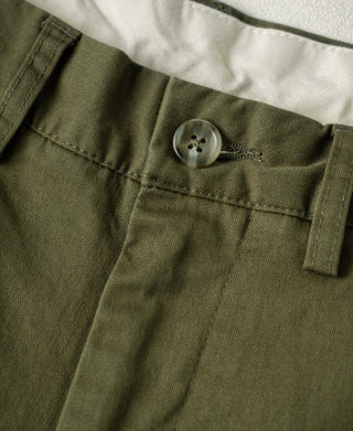 Cotton-Blend Slim Tapered Trousers - Olive