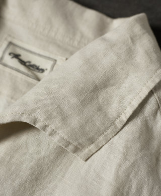 1950s Italian Collar Long-Sleeve Linen Shirt - Apricot