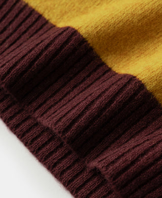 Brushed Wool Striped Sweater - Wine Red/Yellow