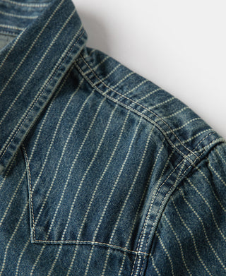 Slim Fit Wabash Striped Indigo Western Shirt