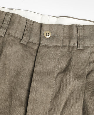 Lot 841 1940s Linen Two Tuck Slacks - Khaki Green