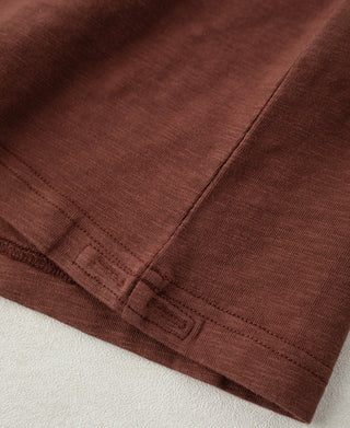 side hem buttonholes detail of Vintage Slub Cotton Cap Sleeve T-Shirt - Clay