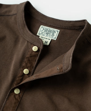 Vintage Long Sleeve Henley Shirt - Coffee