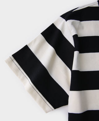 Heavyweight Cotton Wide Striped T-Shirt - Black/Apricot