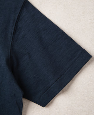 7.4 oz Slub Cotton Loopwheel Tubular Pocket T-Shirt - Navy