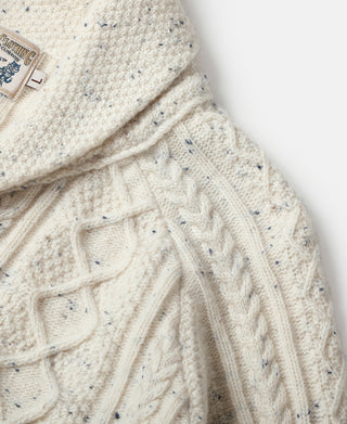 Diamond Cable Knit Shawl Collar Cardigan