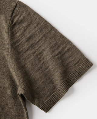 Lightweight Slub Cotton Knit Polo - Olive